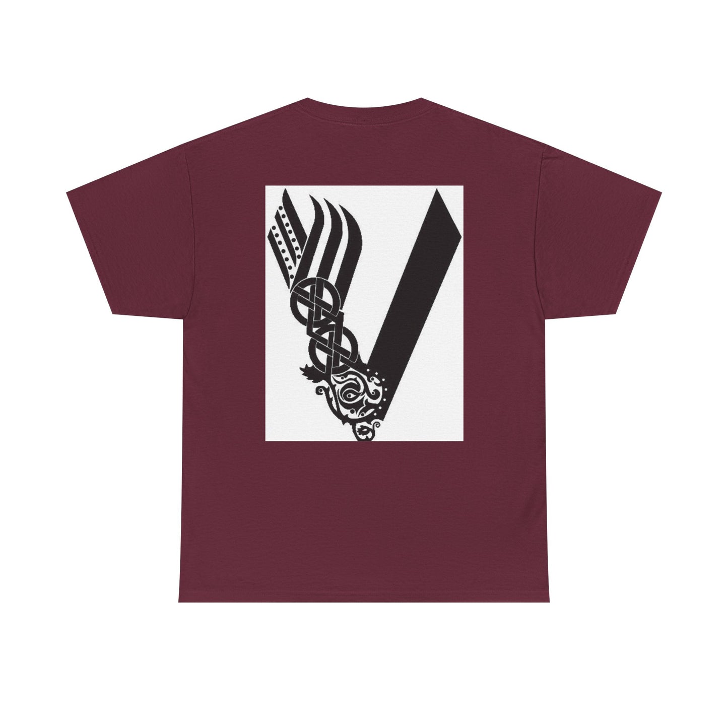 Valknut Viking Axe and Sword T-Shirt | Norse Rune Knotback Tee