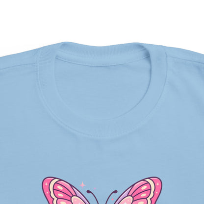 Sparkle & Fly Butterfly Toddler Tee | Pink Pastel Tricou Personalizat Copii Fluturaș Magic | 100% Bumbac Premium | Tricou Fetițe 2–6 Ani | Moale și Confortabil