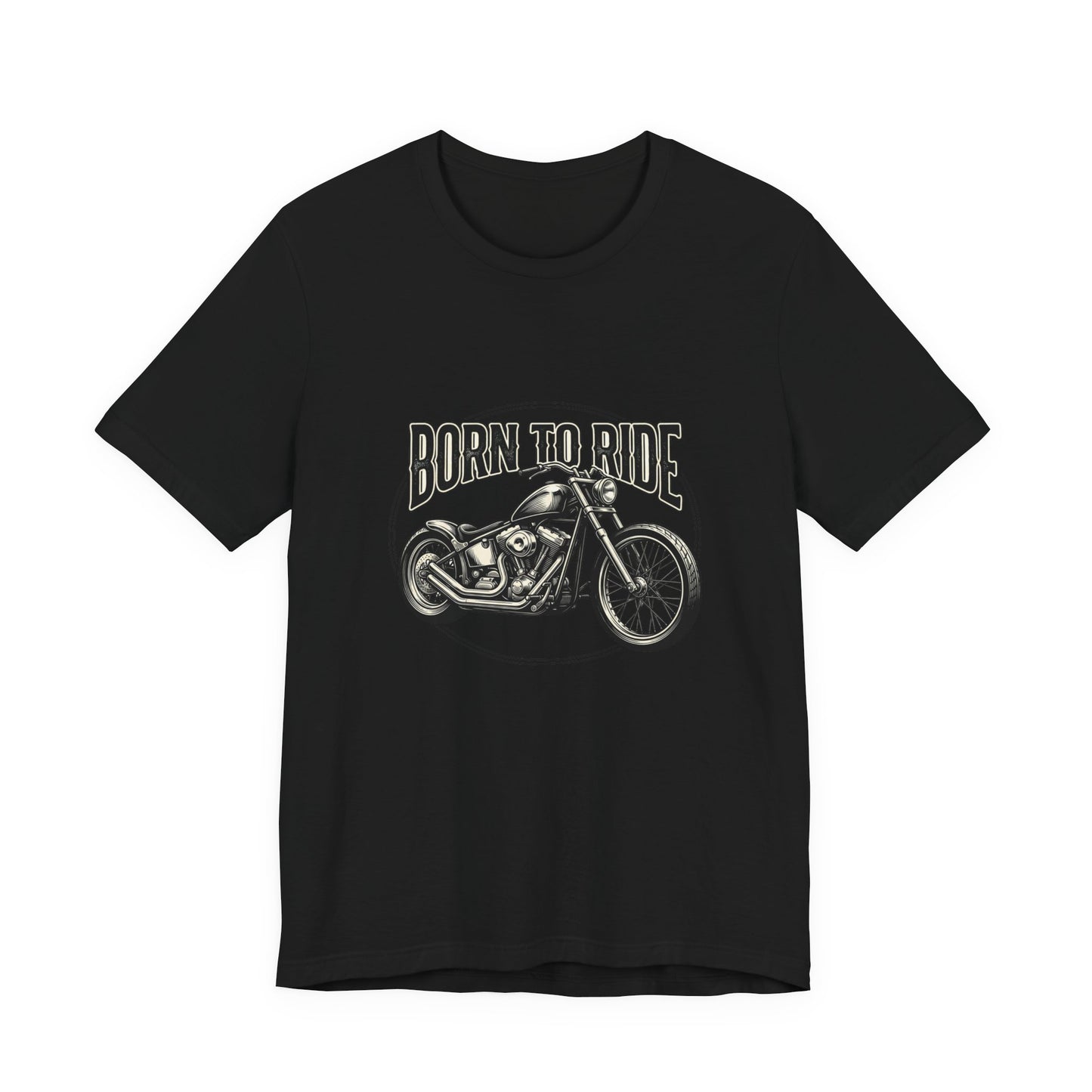 Born to Ride Motorcycle Tee | Vintage Chopper Graphic T-Tricou Personalizat Bella Canvas 3001 Unisex – 100% Bumbac Premium, Tricou Modern pentru Femei și Bărbați