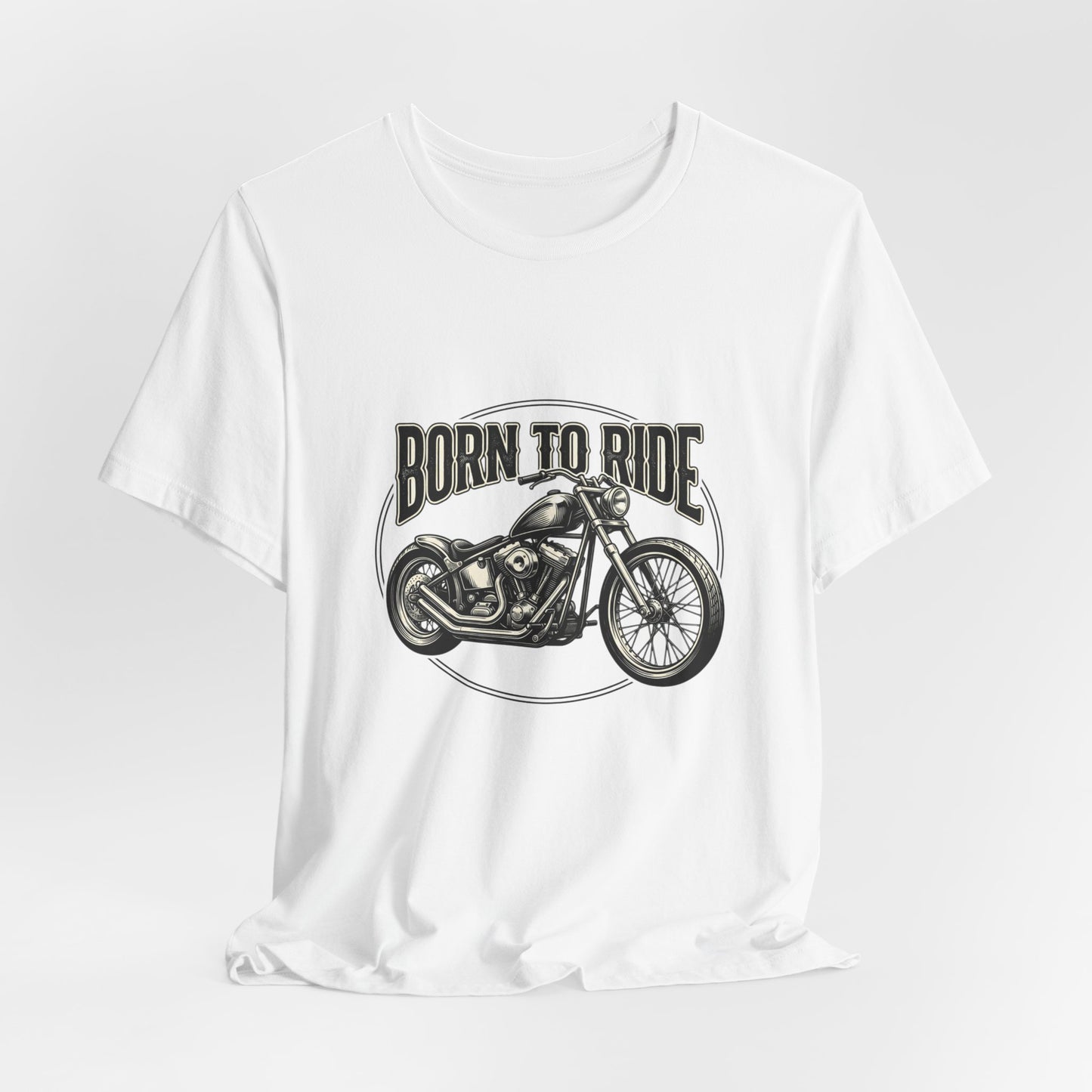 Born to Ride Motorcycle Tee | Vintage Chopper Graphic T-Tricou Personalizat Bella Canvas 3001 Unisex – 100% Bumbac Premium, Tricou Modern pentru Femei și Bărbați
