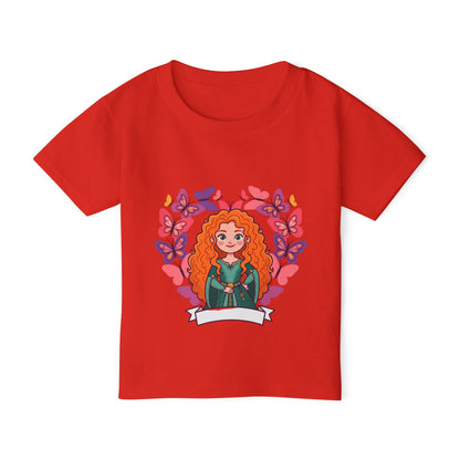 Redheaded Princess Illustration Toddler T-shirt | Floral Heart Tricou Copii Premium 100% Bumbac – Confortabil, Colorat & Perfect pentru Personalizare