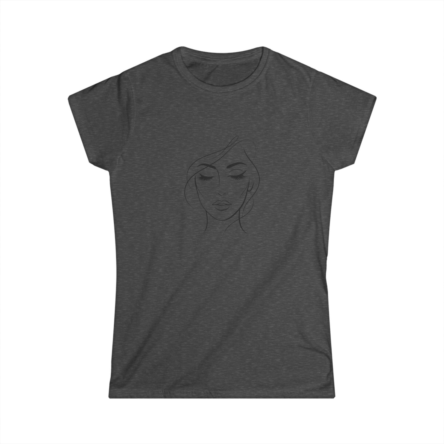 Minimal Line Art Woman Face Tee | Feminine Portrait Tricou Damă Softstyle Premium 100% Bumbac – Tricou Feminin Modern cu Design Elegant și Confort Premium