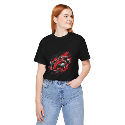 Red Racing Formula Car tee | Race Car T-Tricou Personalizat Formula Racing Red Storm | Bella Canvas® 3001 100% Bumbac Premium Unisex