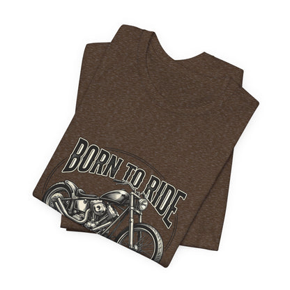 Born to Ride Motorcycle Tee | Vintage Chopper Graphic T-Tricou Personalizat Bella Canvas 3001 Unisex – 100% Bumbac Premium, Tricou Modern pentru Femei și Bărbați