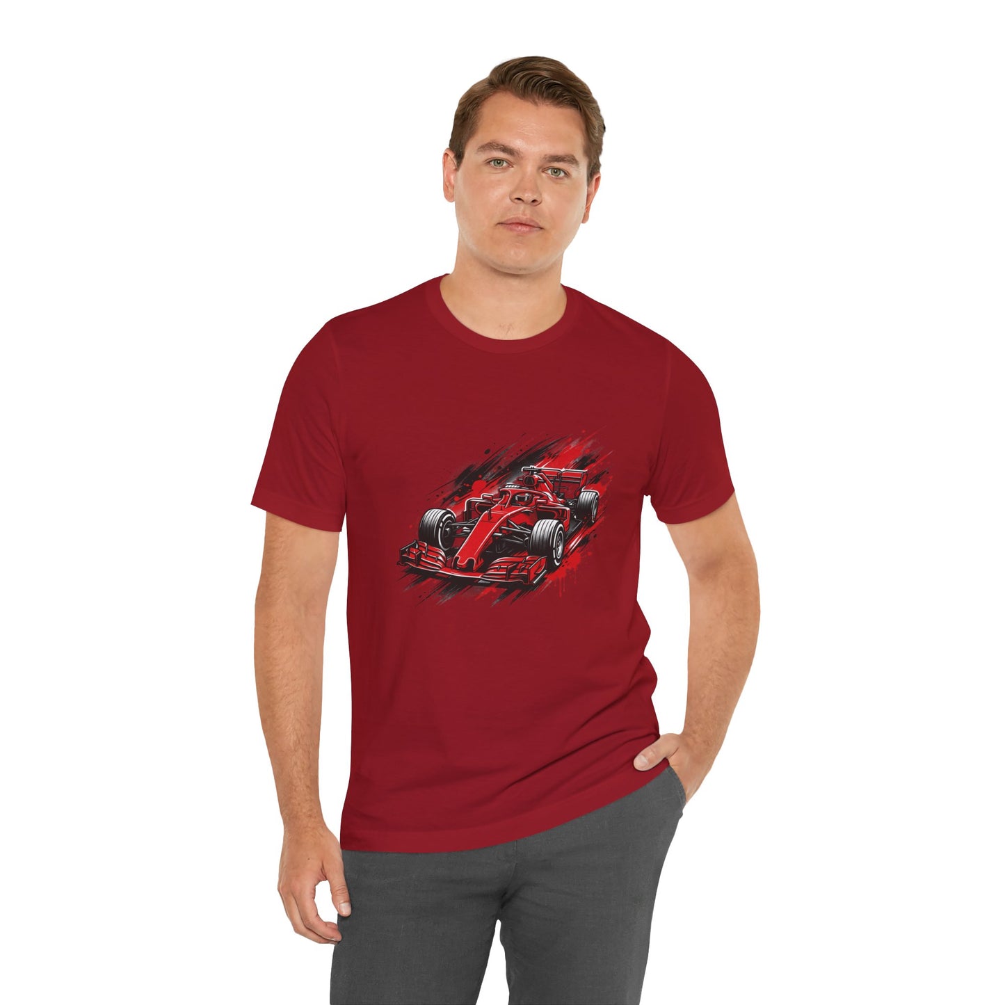 Red Racing Formula Car tee | Race Car T-Tricou Personalizat Formula Racing Red Storm | Bella Canvas® 3001 100% Bumbac Premium Unisex