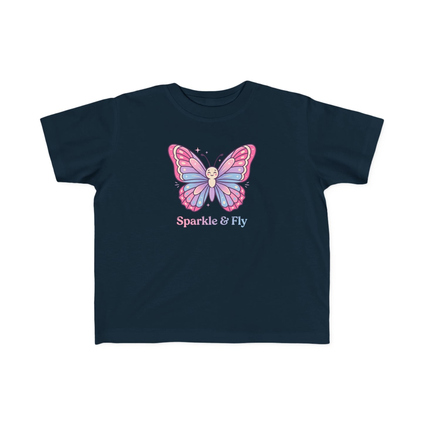 Sparkle & Fly Butterfly Toddler Tee | Pink Pastel Tricou Personalizat Copii Fluturaș Magic | 100% Bumbac Premium | Tricou Fetițe 2–6 Ani | Moale și Confortabil