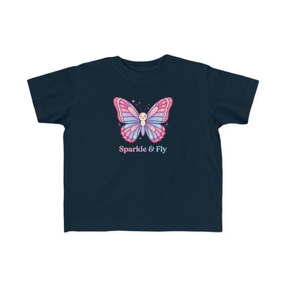 Sparkle & Fly Butterfly Toddler Tee | Pink Pastel Tricou Personalizat Copii Fluturaș Magic | 100% Bumbac Premium | Tricou Fetițe 2–6 Ani | Moale și Confortabil