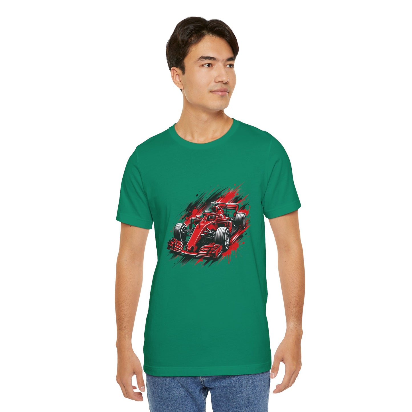 Red Racing Formula Car tee | Race Car T-Tricou Personalizat Formula Racing Red Storm | Bella Canvas® 3001 100% Bumbac Premium Unisex