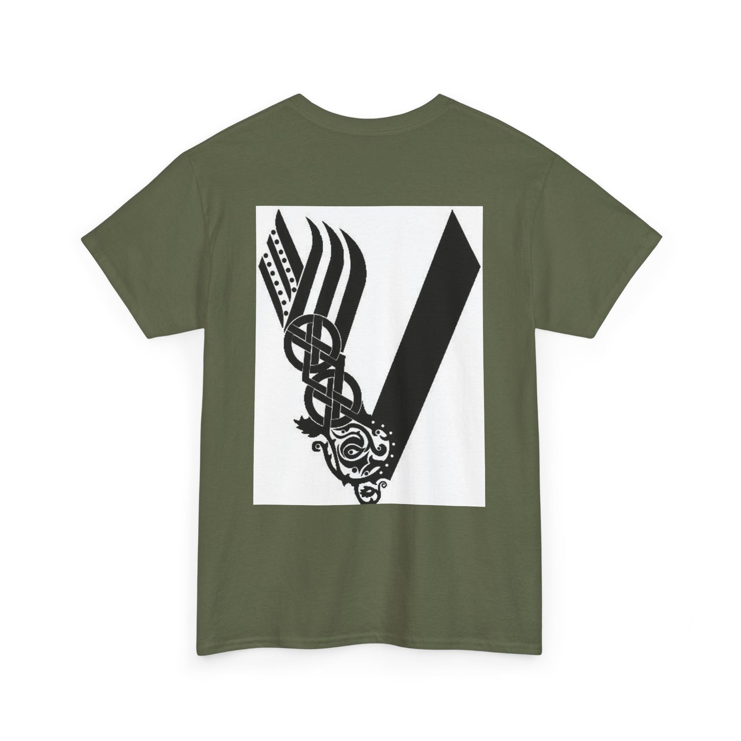 Valknut Viking Axe and Sword T-Shirt | Norse Rune Knotback Tee