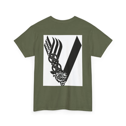 Valknut Viking Axe and Sword T-Shirt | Norse Rune Knotback Tee