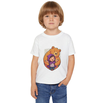 Girl Hugging Bear toddler T-shirt | Cute Animal Friendship Tricou Copii Personalizat Premium – 100% Bumbac | Confort & Stil pentru Cei Mici