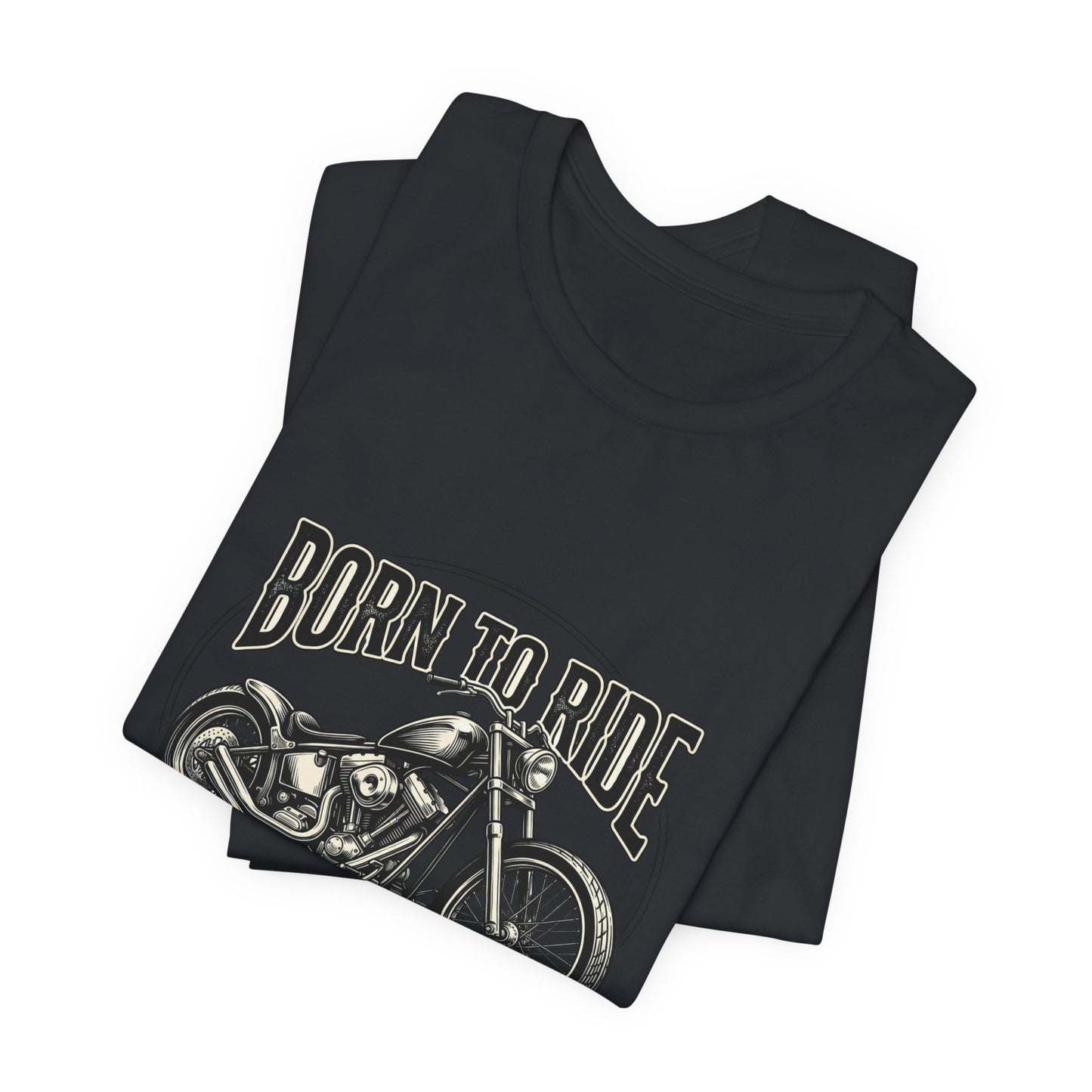 Born to Ride Motorcycle Tee | Vintage Chopper Graphic T-Tricou Personalizat Bella Canvas 3001 Unisex – 100% Bumbac Premium, Tricou Modern pentru Femei și Bărbați