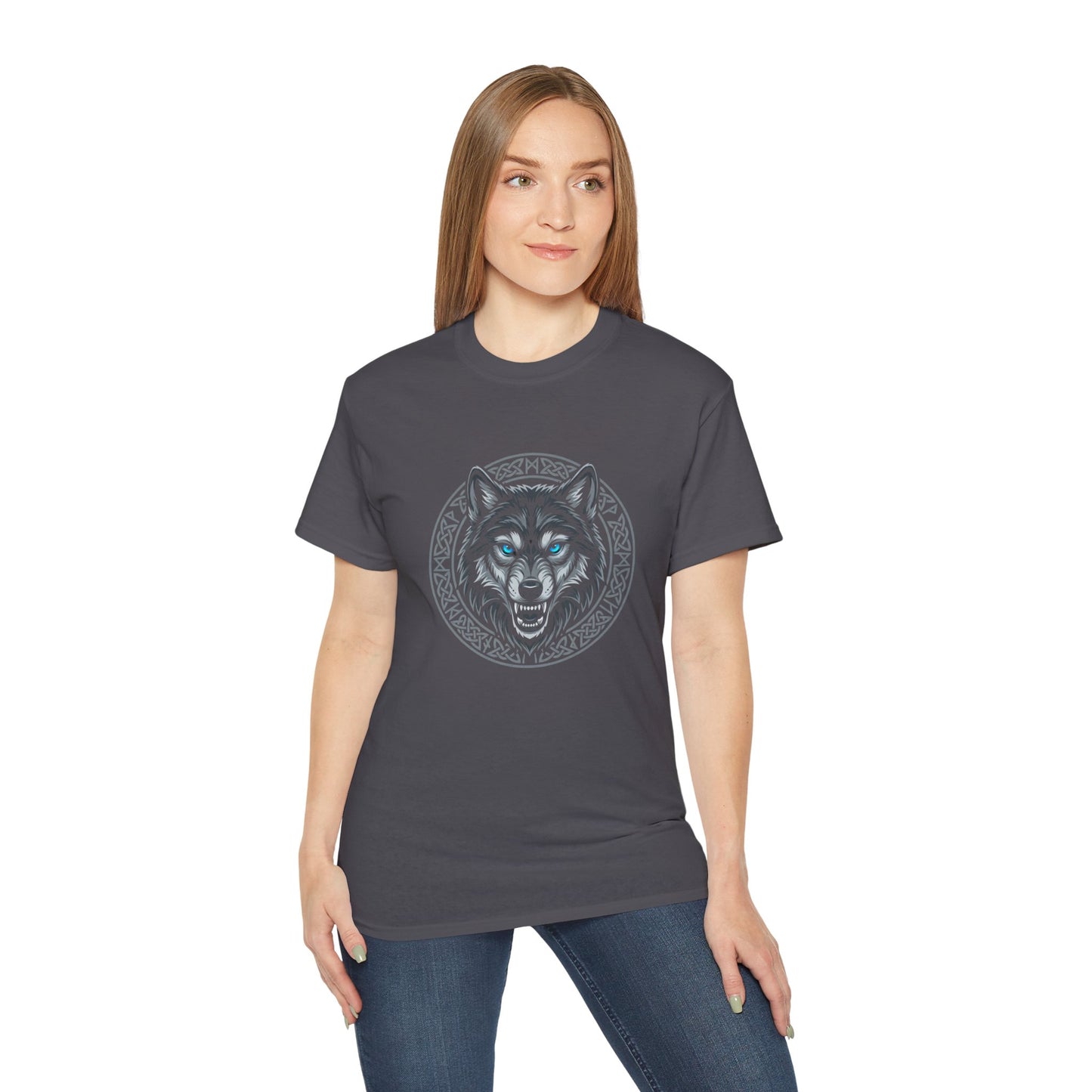 Tricou Lup Unisex Gildan 2000 – Wolf Design Shirt, Nordic Style Tee, Tricou Masculin Puternic, Cadou pentru Iubitori de Lupi