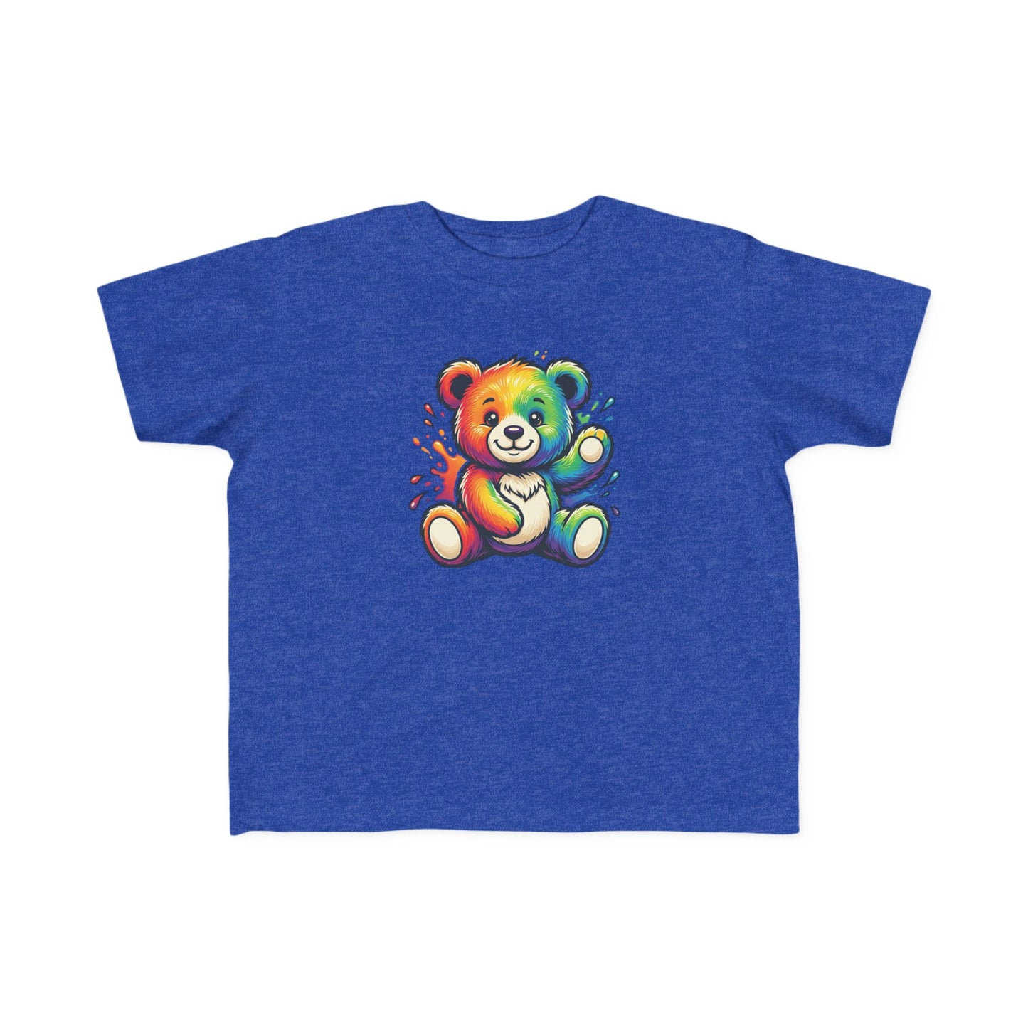 Rainbow Watercolor Teddy Bear Toddler Tee | Cute Kids Tricou Personalizat Copii Ursuleț Colorat | 100% Bumbac Premium | Tricou Băieți 2–6 Ani | Print Expresiv