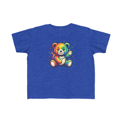 Rainbow Watercolor Teddy Bear Toddler Tee | Cute Kids Tricou Personalizat Copii Ursuleț Colorat | 100% Bumbac Premium | Tricou Băieți 2–6 Ani | Print Expresiv