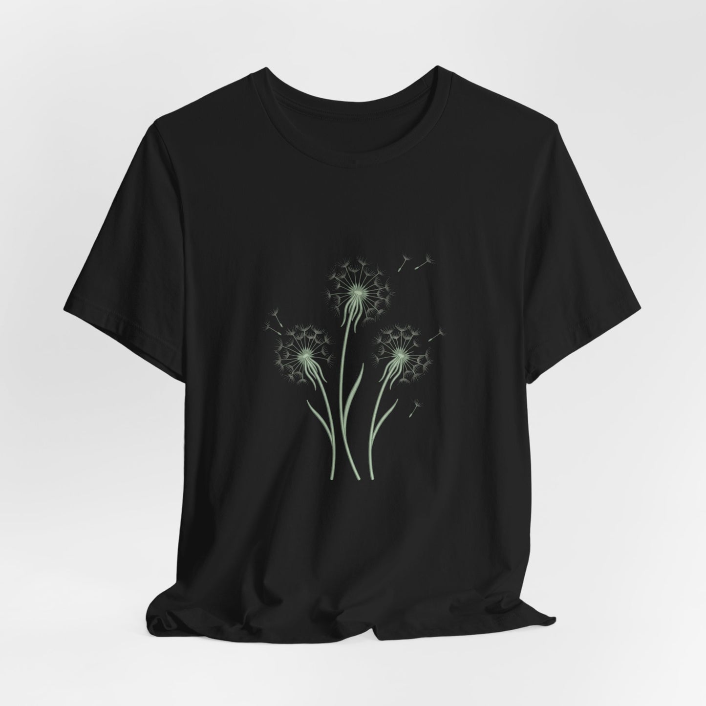 Dandelion Seed Trio Tee | Minimal Botanical Floral ShirtTricou Personalizat Păpădie Minimalistă | Bella Canvas® 3001 Bumbac Premium Unisex