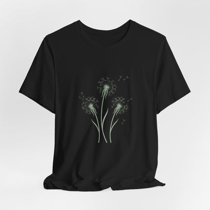 Dandelion Seed Trio Tee | Minimal Botanical Floral ShirtTricou Personalizat Păpădie Minimalistă | Bella Canvas® 3001 Bumbac Premium Unisex