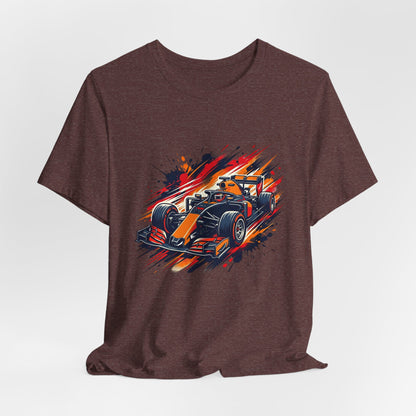Orange Race Car Tee | Formula Racing Graphic T-ricou Personalizat Formula Racing Red Storm | Bella Canvas® 3001 100% Bumbac Premium Unisex