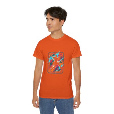 Abstract Basketball Player Tee | Colorful Silhouette Court Art
