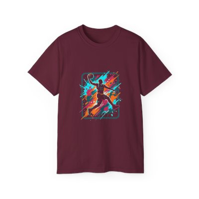 Abstract Basketball Player Tee | Colorful Silhouette Court Art