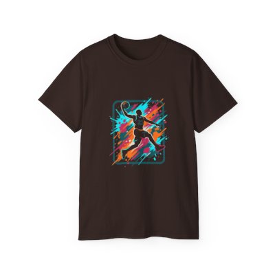 Abstract Basketball Player Tee | Colorful Silhouette Court Art