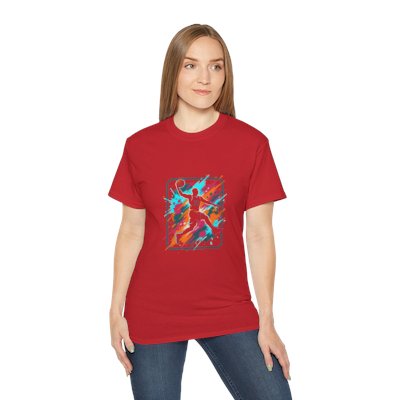 Abstract Basketball Player Tee | Colorful Silhouette Court Art
